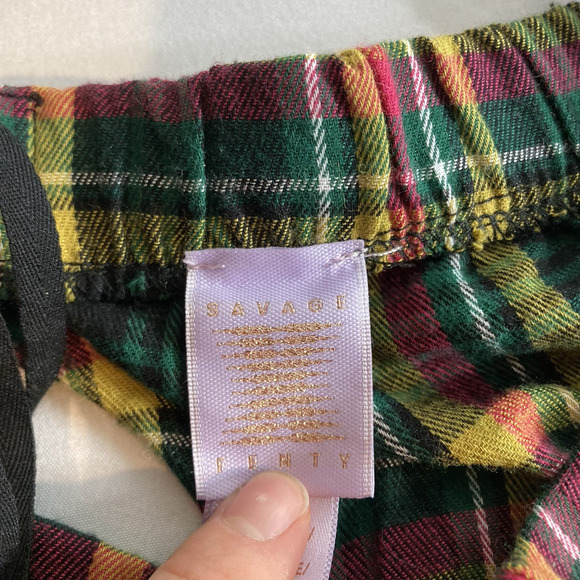 Savage‎ x Fenty Womens Two Piece Plaid Pajamas Set Size 1X Cropped Top Edgy Comf - Picture 14 of 16